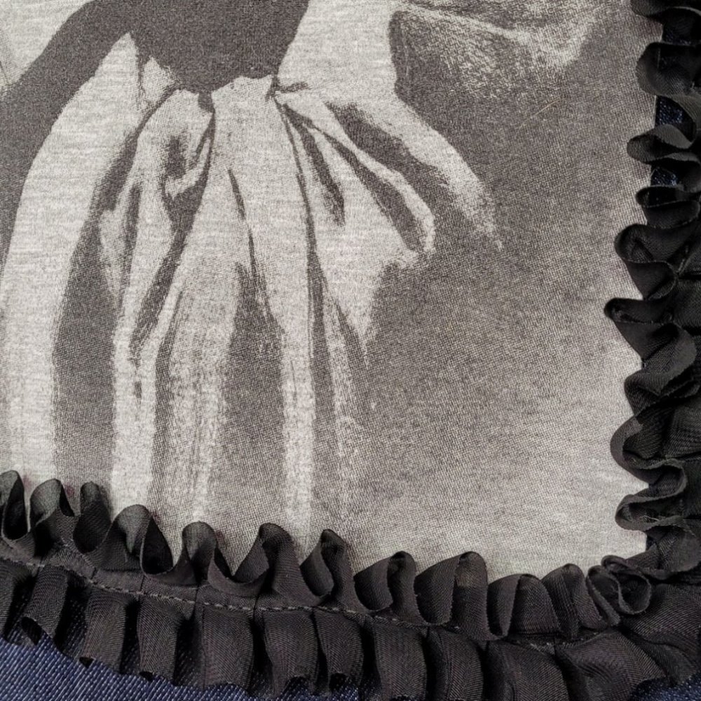 Religious Saint Mary Denim Jacket Refashioned Hand Crafted - Picture 4 of 7
